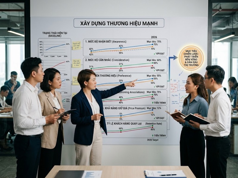 Thành phần chiến lược thương hiệu từ mục tiêu, định vị đến kiến trúc và giá trị